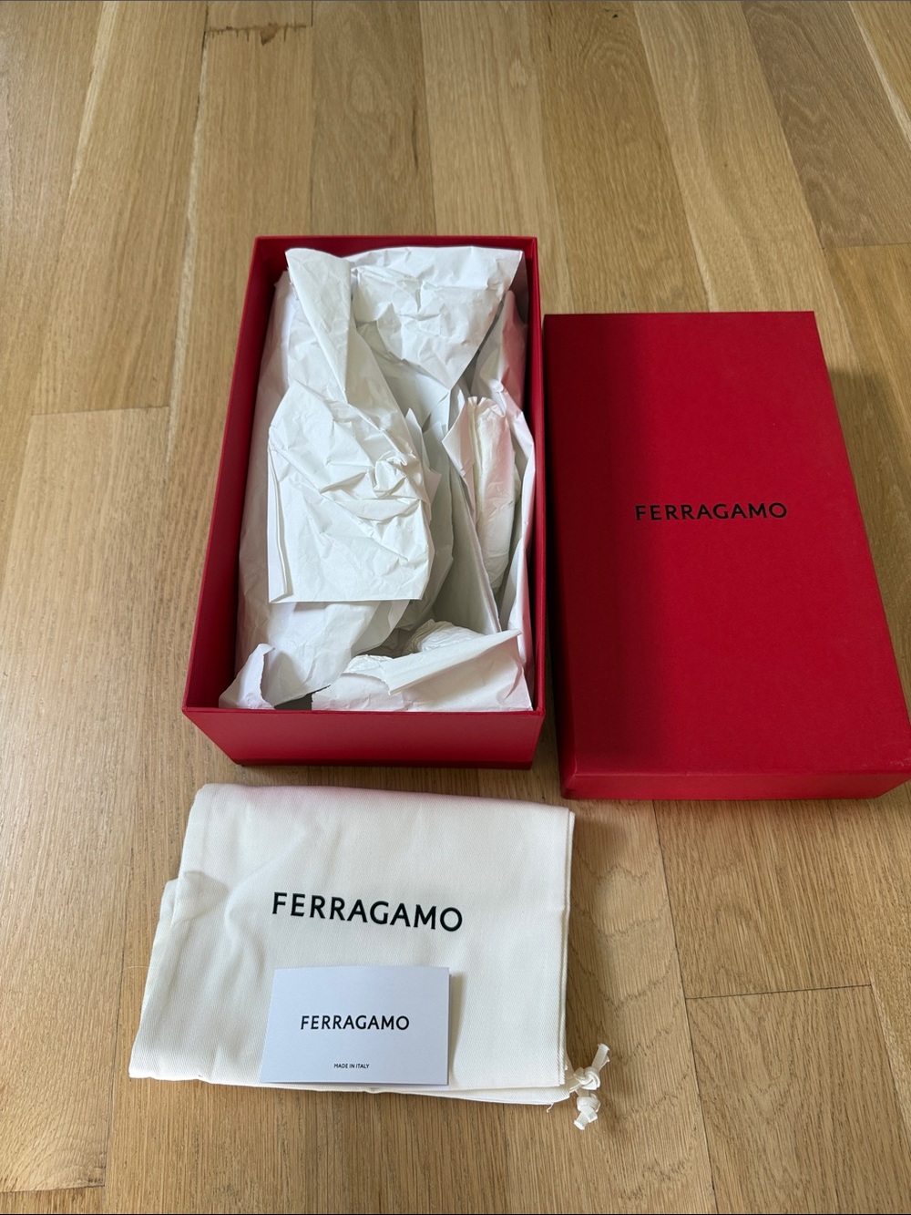 Ferragamo Red Logo Box with 2 Shoe Dust Bags! - Picture 7 of 7